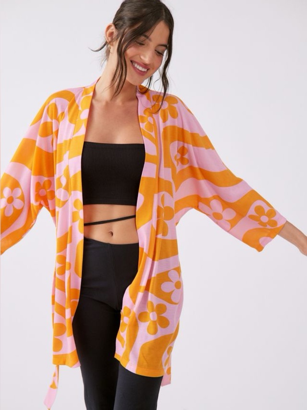 Urban Outfitters Lulu Groovy Flower Printed Robe